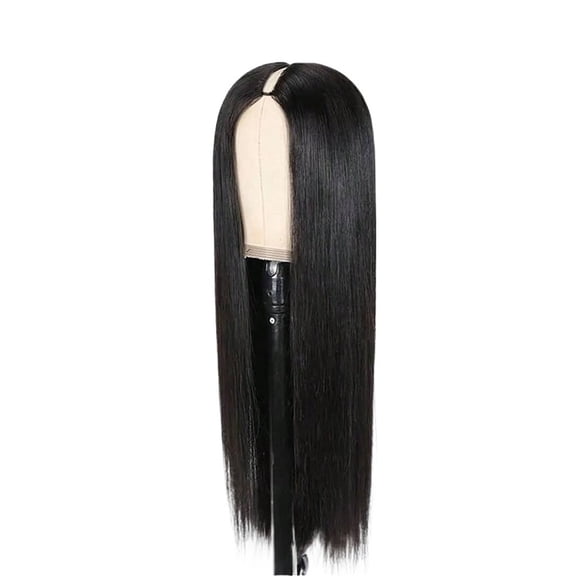 V Part Wigs Bone Straight Human Hair Wigs No Leave Out No Sew-In Glueless 250 Density Natural Black