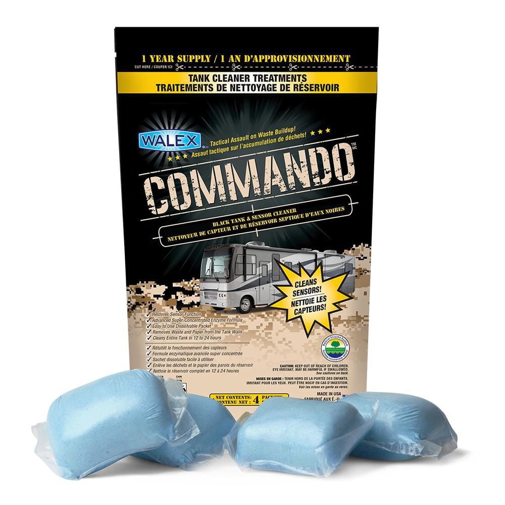 Walex Nettoyant pour réservoirs noirs Commando - 2 packs de 4 traitements