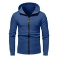 thumbnail image 2 of Mens Long Sleeve Hooded Sweater Coat With Solid Color Zipper Pocket In Autumn And Winter, 2 of 5