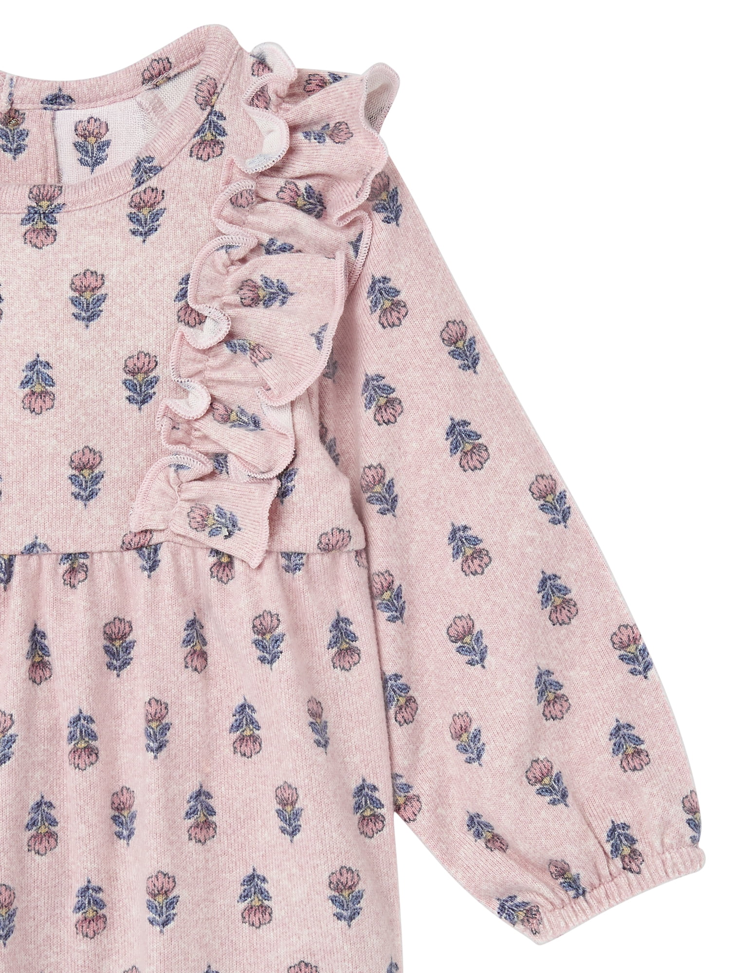 Modern Moments by Gerber Baby Girl Long Leg Romper with Ruffle Detail, Sizes 0/3 Months - 24 Months