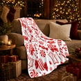 thumbnail image 3 of Sweet Holiday Confection decorative motif Cane Pattern, Festive Holiday Scene, Warm Flannel Blanket for Living Room and Reading Nook, Art Lovers Christmas Gift, Festive Home Decor, 3 of 9