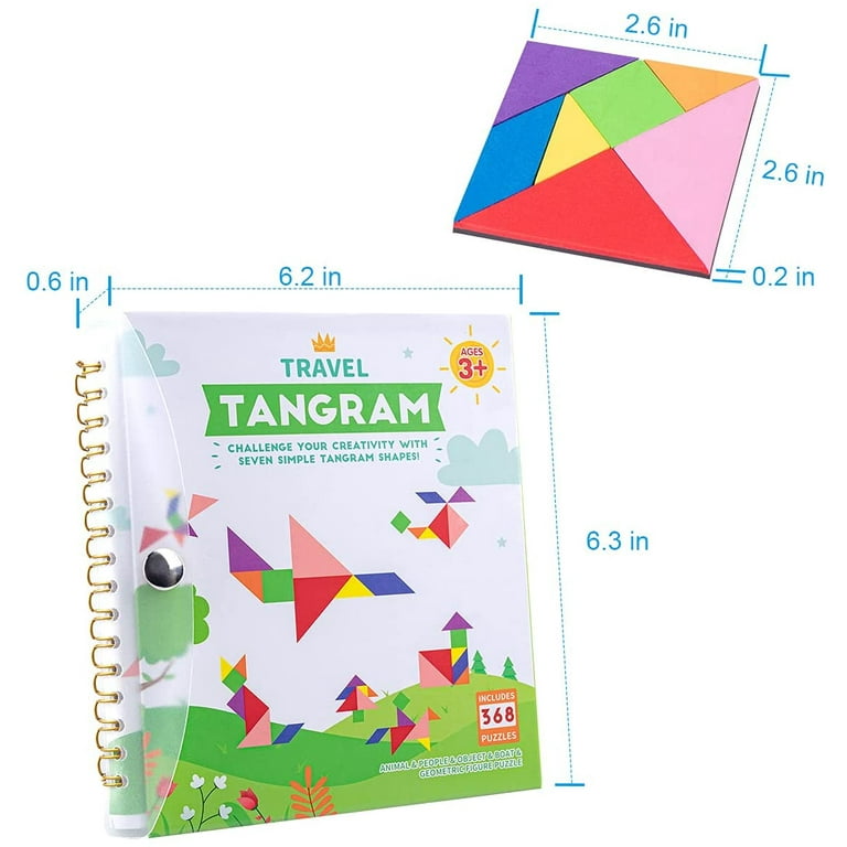  Vanmor Wooden Tangrams Sets Pattern Blocks, Shape Card Brain  Teaser Puzzles Educational Toy, Travel Games for Kids Ages 4-8 Road Trip  Essentials : Toys & Games