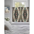 thumbnail image 4 of Kitchen Curtains 54 Inches length, Boho Red Teal Brown Window Treatment Curtain Drapes, Southwestern Retro Geometric Decorative Window Curtains for Bedroom Cafe, 52"x54", 2 Panels, 4 of 7