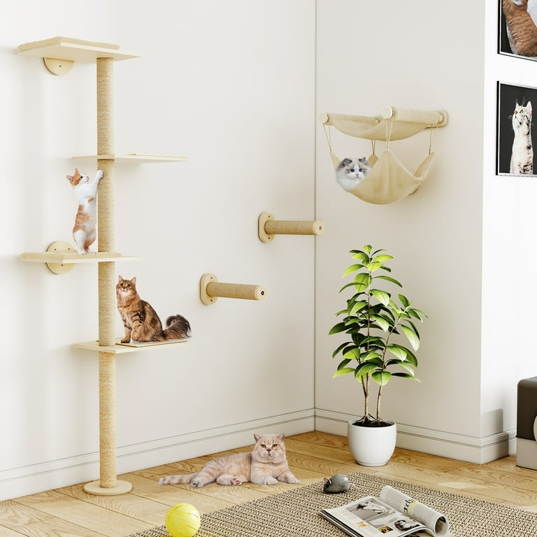 Floor to Ceiling Cat Tree, Tall Scratching Cat Tower Post and
