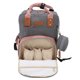 thumbnail image 3 of Bolsa De Pañales Para Pañales, Diseño De Partición Múltiple, Bolsa De Pañales Repelente Al Agua, Mochila, Interfaz USB Para Viajes Para Madre Para Exteriores Cergrey gris rosa, 3 of 8