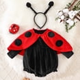 thumbnail image 5 of Baby Ladybug Costume Romper with Wing Cape and Headband Infant Fleece One piece for Halloween Dress up, 5 of 7