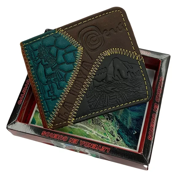 New Cusco Machu Picchu Peru Souvenir Men's Embossed Leather Bifold Wallet