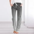 thumbnail image 2 of Women's Pants Spring And Summer Gradient Color Lace Up Pocket Loose Wide Legged Cropped Casual Trousers, 2 of 4