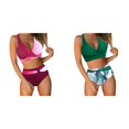 thumbnail image 1 of (2-Pack) Rinsvye Women'S High Waist Printed Tankini Swimsuit With Removable Pads Adjustable Straps Two Piece Set For Swim Beach Vacation Travel Flattering Fit, 1 of 7