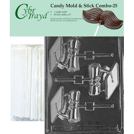 Cybrtrayd 45St25-M069 Cap & Diploma Lolly Chocolate Candy Mold with 25 Cybrtrayd 4.5