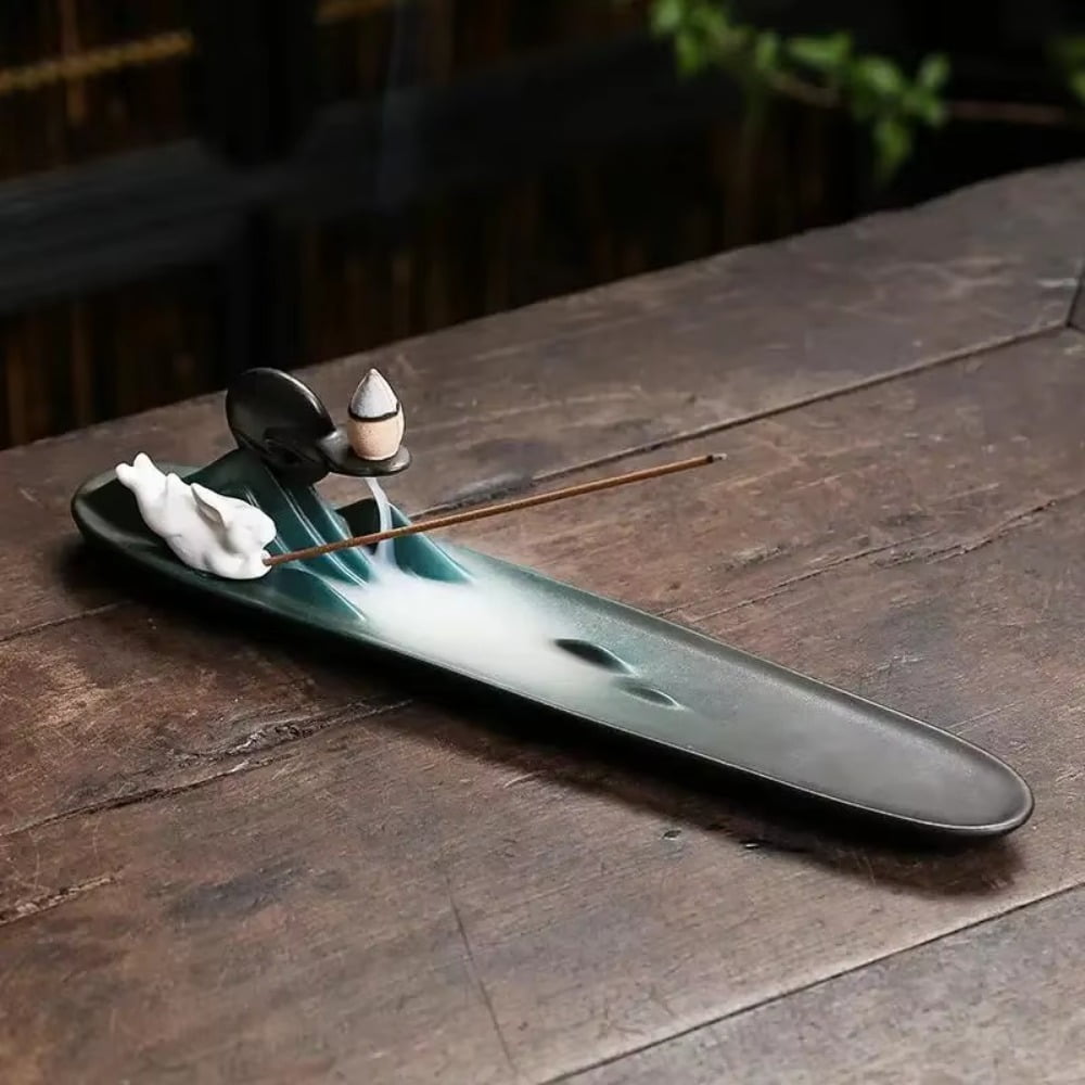 1pc Ceramic Moon Rabbit Backflow Incense Burner Incense Stick Holder, Home Decor (Without Incense)