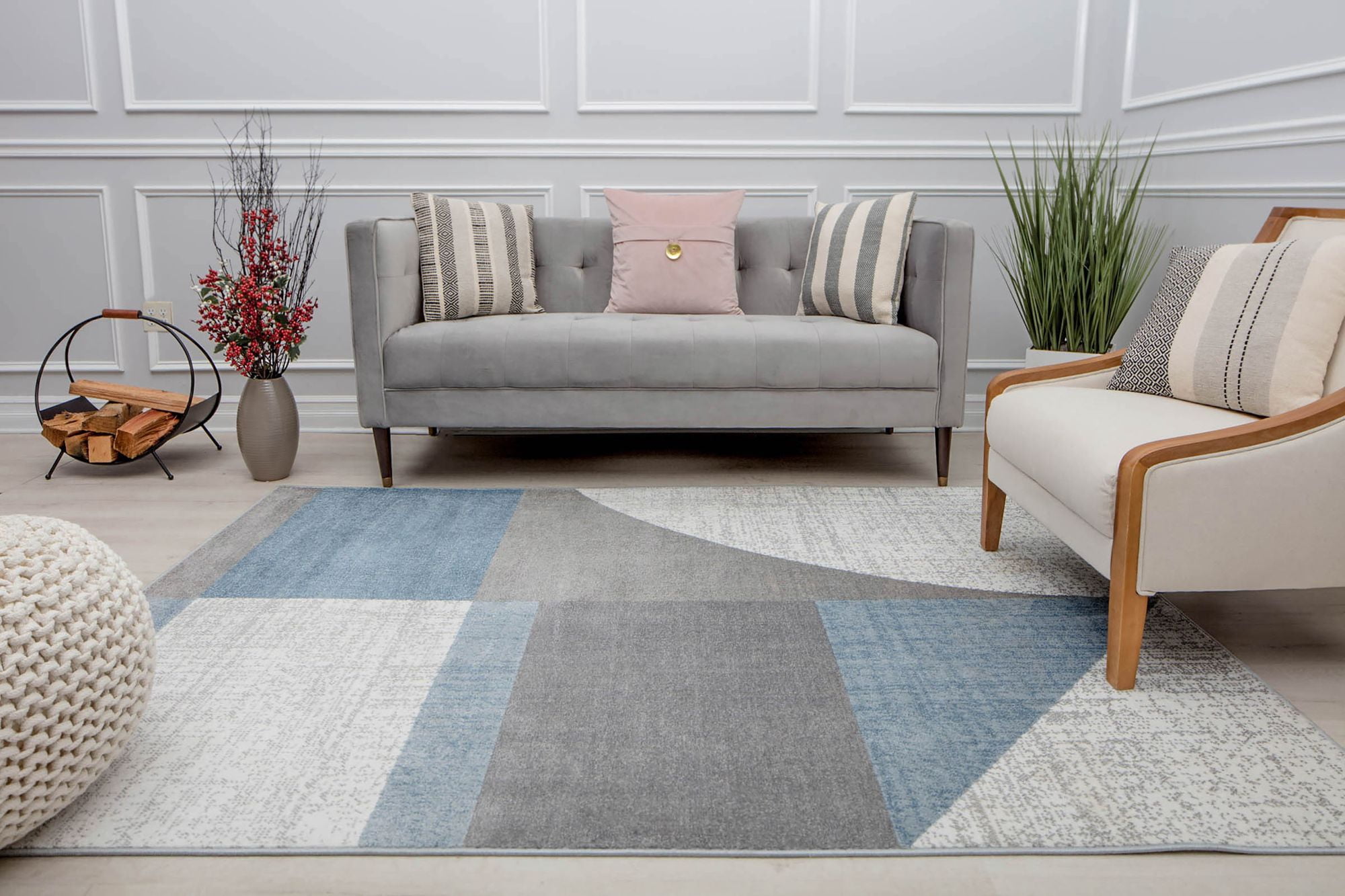 Rugs America Amabella IV70A Nature Essentials Abstract Vintage White Area Rug, 2'6" x 8'