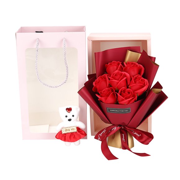EGNMCR Fake Flowers, Artificial Flowers Artificial Rose Flower Leaf Bridal Bouquet Wedding Home Decoration Simulation bouquet