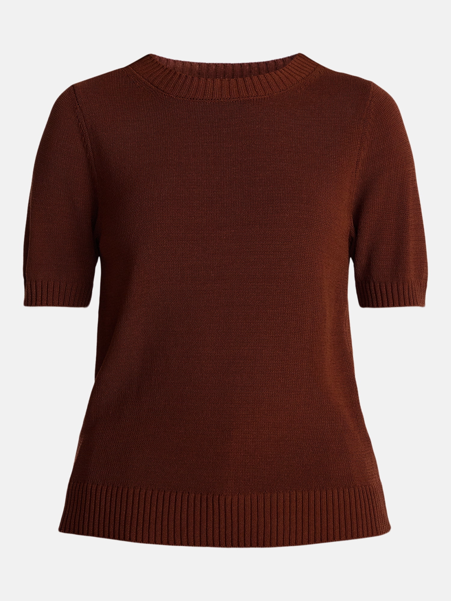 Time and Tru Women's Crewneck Sweater with Short Sleeves, Lightweight, Sizes XS-XXXL