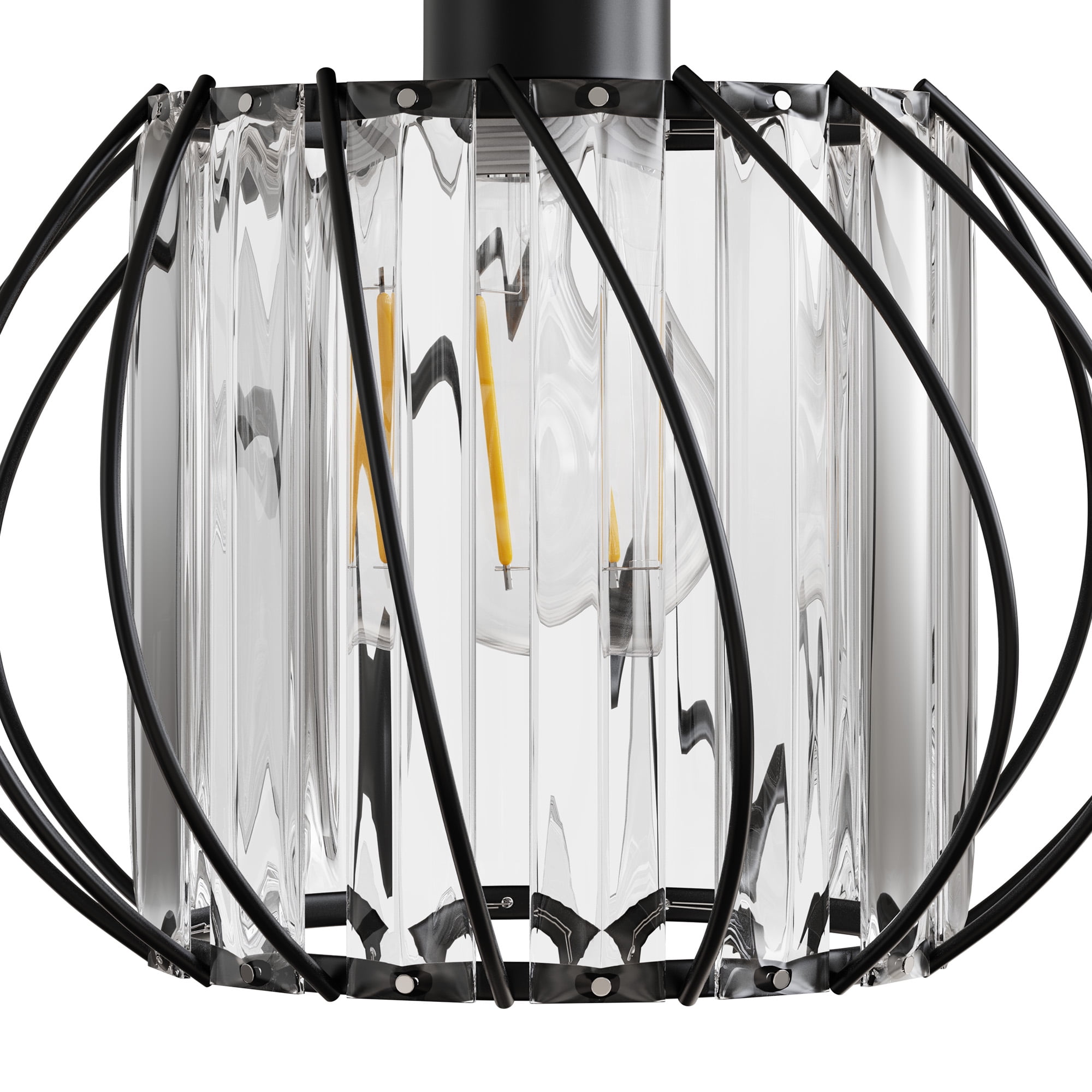 YANSUN 7.09 in 1-Light Modern Black Semi Flush Mount Ceiling Light,Industrial Cage Ceiling Light Fixture for Hallway Porch Kitchen