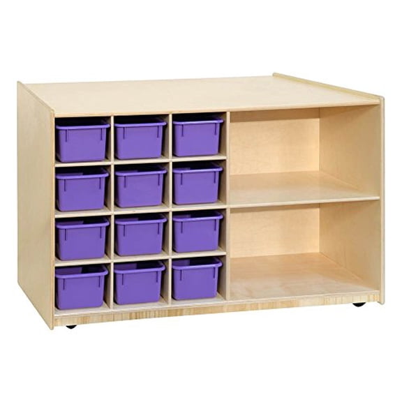 Wood Designs 16609PP Double Mobile Storage with Purple Trays
