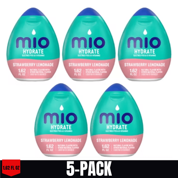 MiO Hydrate Strawberry Lemonade Liquid Water Enhancer, 1.62 fl oz (5-Pack)
