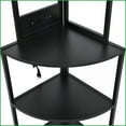 thumbnail image 3 of 5 Tier Corner Bookshelf with LED Light, USB Plug & Glass Holder | Metal + MDF | Black, 3 of 18