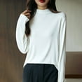 thumbnail image 2 of hotojiny Womens Long Sleeve Tops Casual Mock Neck Comfy Loose Shirts Lounge Lightweight Soft Basic T Shirts, 2 of 5