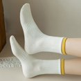 thumbnail image 4 of Opolski Women Anti-slip Cotton Socks Women's Anti-slip Cotton Mid-calf Socks Solid Color Stretchy Sweat-absorbent 1 Pair Yellow, 4 of 8