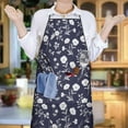 thumbnail image 6 of Pioneer Flower Floral Print Pattern Cotton Linen Apron with Pockets, Waterproof Adjustable, 33x27 Inch for Kitchen, Gardening, BBQ, Salon, 6 of 6