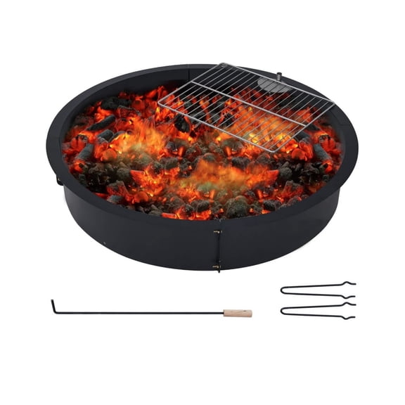 EastVita 32-Inch Square Wood Burning Fire Pit, 7.8-Inch Deep Outdoor Fire Pit Bowl