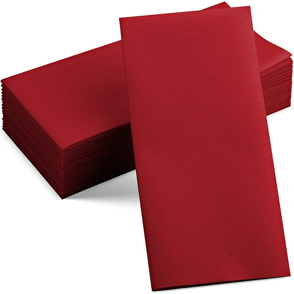 BloominGoods Disposable Cloth-Like Colored Paper Dinner Napkins, Burgundy 100-Pack