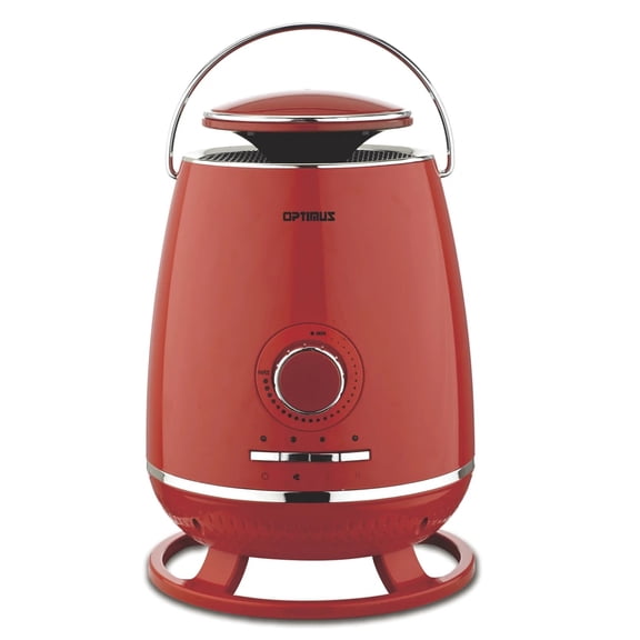 Optimus Portable 360° Surround Ceramic Heater with Thermostat and Dual Heat Settings, Red