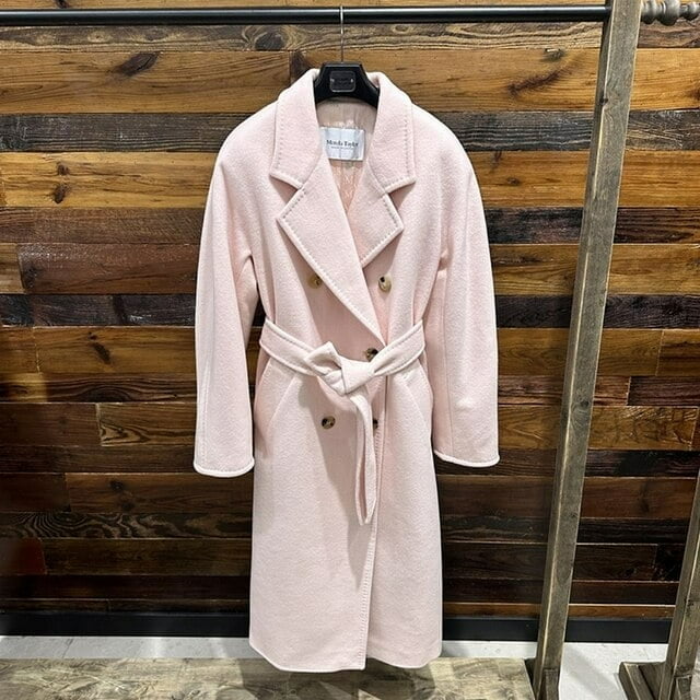 QueenLine Wool Long Loose Double breasted 100% Wool Camel Black, Belt Classic Commuter Coat