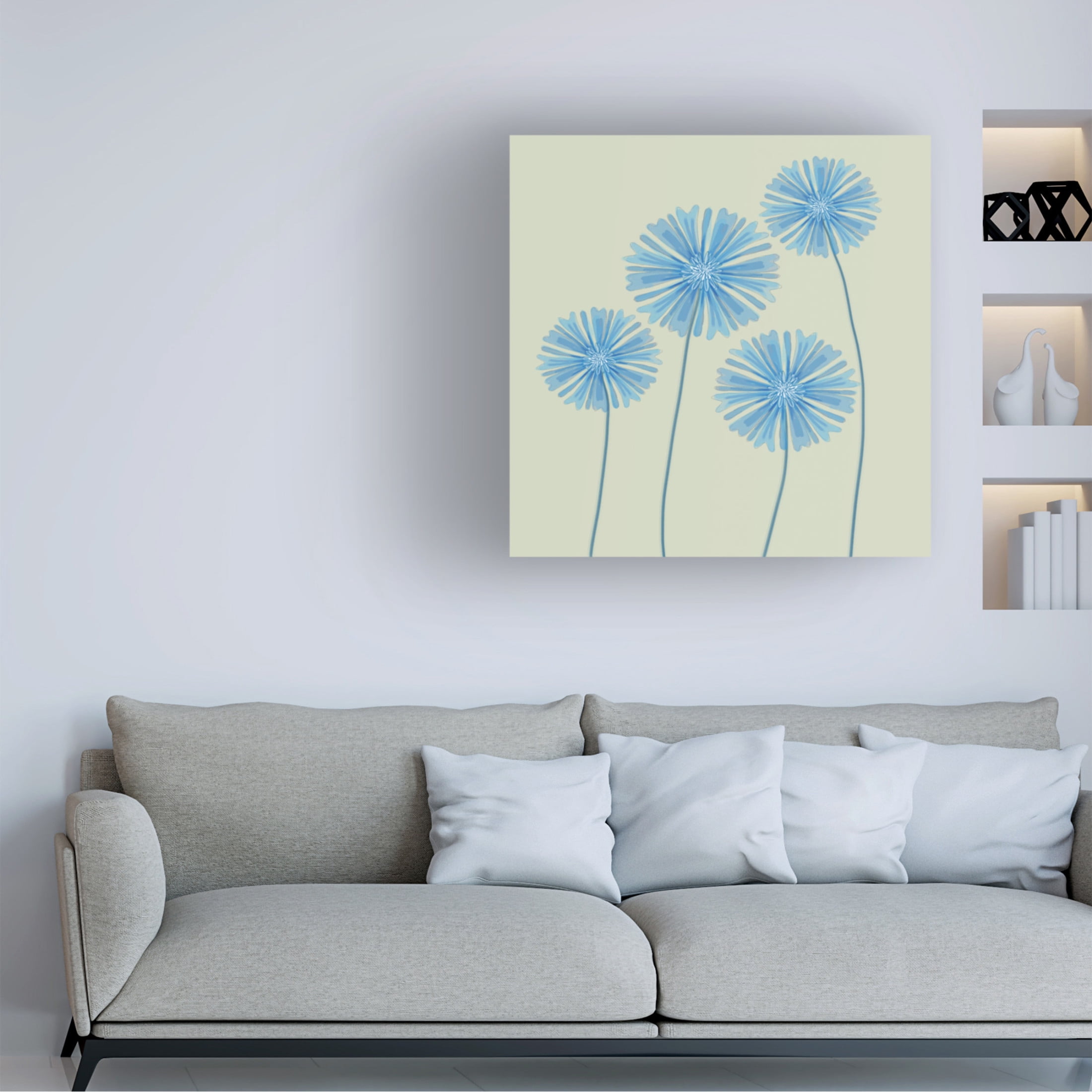 Canvas Wall Art - Cherie Roe Dirksen 'Stylized Blue Agapanthus' Wall Art for Living Room, Bedroom, or Office Décor by Trademark Fine Art - 14 x 14 Inches
