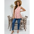 thumbnail image 2 of SHOWMALL Women's Plus Tank Tops Beach Sleeveless Tunics Pink Clustered Blooms 3X Summer Tops Floral Casual Vacation Holiday Tops, 2 of 7
