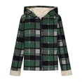 thumbnail image 3 of Zip Up Hoodies Fleece Plaid Jackets Womens Fall Winter Sherpa Lined Thermal Coat Plus Size Checked Warm Jackets, 3 of 7