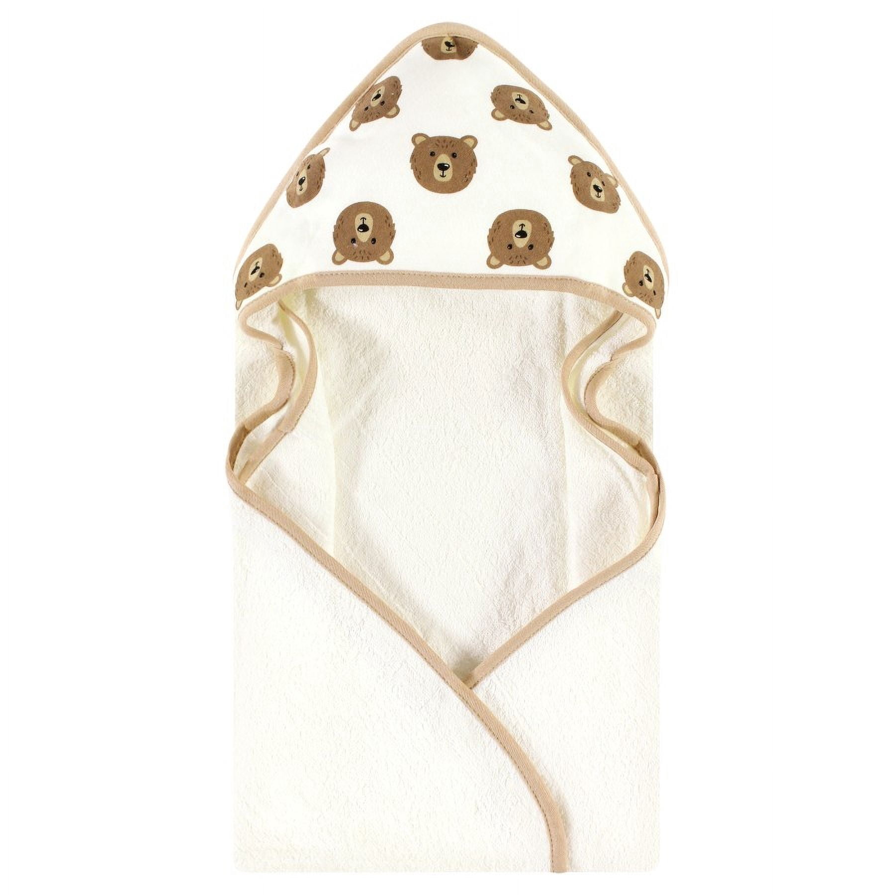 Hudson Baby Cotton Animal Face Hooded Towel, Brown Bear 2-Pack, One Size