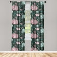 thumbnail image 3 of Ambesonne Nature Curtains, Peonies Spring Artwork Retro, Pair of 28"x84", Reseda Green Soft Pink, 3 of 5