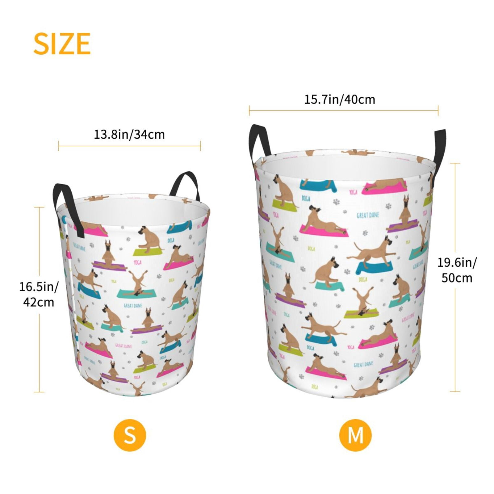 Large Laundry Basket with Handles - Great dane Yoga dogs funny Kids Baby Dirty Clothes Laundry Hamper for Bedroom Aesthetic