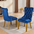 thumbnail image 2 of Tcbosik Velvet Fabric Dining Chairs Set of 2, Modern Upholstered Side Chair with Button Tufted Back, Side Chair with Wood Legs for Home, Blue, 2 of 11