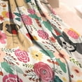 thumbnail image 3 of Dogs with Pioneer Flower Blanket,Comfortable Soft Flannel Throw Blanket,All Season,Warm Lightweight Blankets for Sofa Bed Couch Living Room Chair,30"x40", 3 of 4