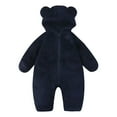 thumbnail image 2 of PINQI New Born Baby Boys Fleece Jumpsuits Front Zipper Hooded Fuzzy Padded Romper Outfits Toddler Plush Warm Bodysuits, 2 of 4