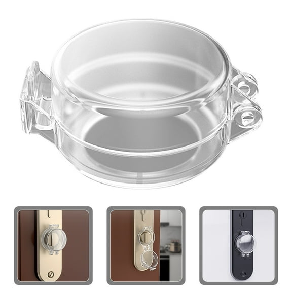 Worgeous 4pcs Childproof Door Lock Cover Stove Knob Safety Covers Clear Gas Stove Child Safety Knob Locks Toddler Door Knob Cover For Home