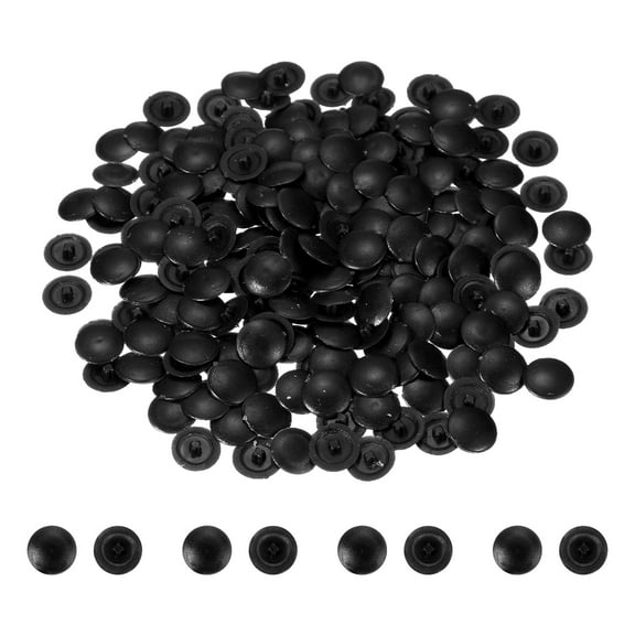 Uxcell 200 Pcs Screw Head Covers, 12mm Plastic Screw Caps Plastic Self-Tapping Caps Hole Covers for Phillips Screws Head for Furniture Cabinet Shelf Decoration, Black