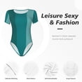 thumbnail image 4 of Balery Teal Color Body de cuello redondo de manga corta para mujer Tops de manga corta Tops básicos-XX-Large, 4 of 7
