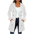 thumbnail image 4 of Antqov Trench Coat Women, Solid Color Long Double Breasted Corset Hooded Jacket with Pockets, Winter Stylish Lightweight Windproof Overcoat, 4 of 8