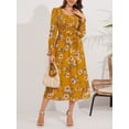 thumbnail image 4 of GXFC Women Wrap Midi Dress Vintage Long Sleeve Flower Print Flowy Dress, 4 of 8
