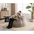 thumbnail image 4 of Bean Bag Chair for Adults and Kids, Fluffy Bean Bag with Filler, Faux Fur Pumpkin Shape, Comfy Stuffed Single Sofa Floor Chair for Living Room, Bedroom, Reading, Brownish Grey, 4 of 16