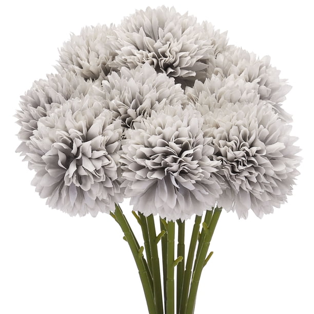 Cabezas de flores artificiales Uxcell de seda crisantemo hortensia gris 10 piezas