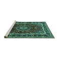 thumbnail image 2 of Ahgly Company Machine Washable Indoor Square Medallion Turquoise Blue Traditional Area Rugs, 4' Square, 2 of 4