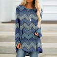 thumbnail image 2 of IROINID Savings Womens Long Sleeve Tops Lounge Socket Geometry Printed Round-Neck Tops,Blue, 2 of 6