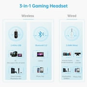 AYEDLOE Wireless Gaming Headset for PS5, PC,Switch,Mac with Bluetooth 5.3, 2.4GHz USB Gaming Headphones with Mic, 3.5mm Wired Mode , Black