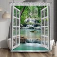 thumbnail image 2 of Nature Landscape Shower Curtain Summer Forest River Jungle Waterfall Lake Window Scenery Shower Curtains Decorative for Bathroom Waterproof Fabric Shower Curtain with Hooks 48x72 Inches, 2 of 6