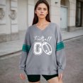 thumbnail image 6 of Women's Loose and Comfortable Letter V-Neck Sportswear Long Sleeve Sweatshirt with Football Print for Sporty Style,Gray,XL, 6 of 8